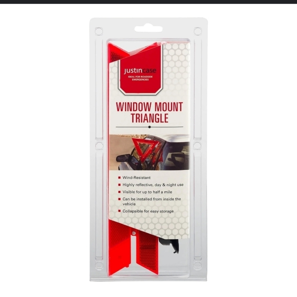 2PC Justin Case - Window Mount Reflective Safety Triangle Roadside Emergencies